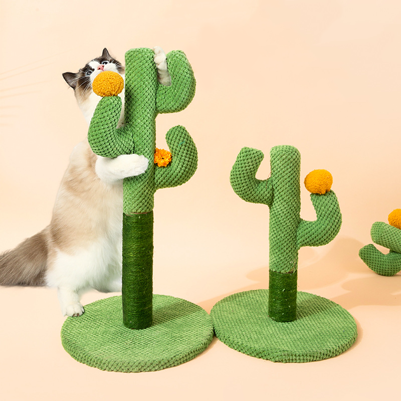 Cactus Green Cat Tree Cat Scratcher Cat Scratching Post Vertical Cat Activity Interactive Toy