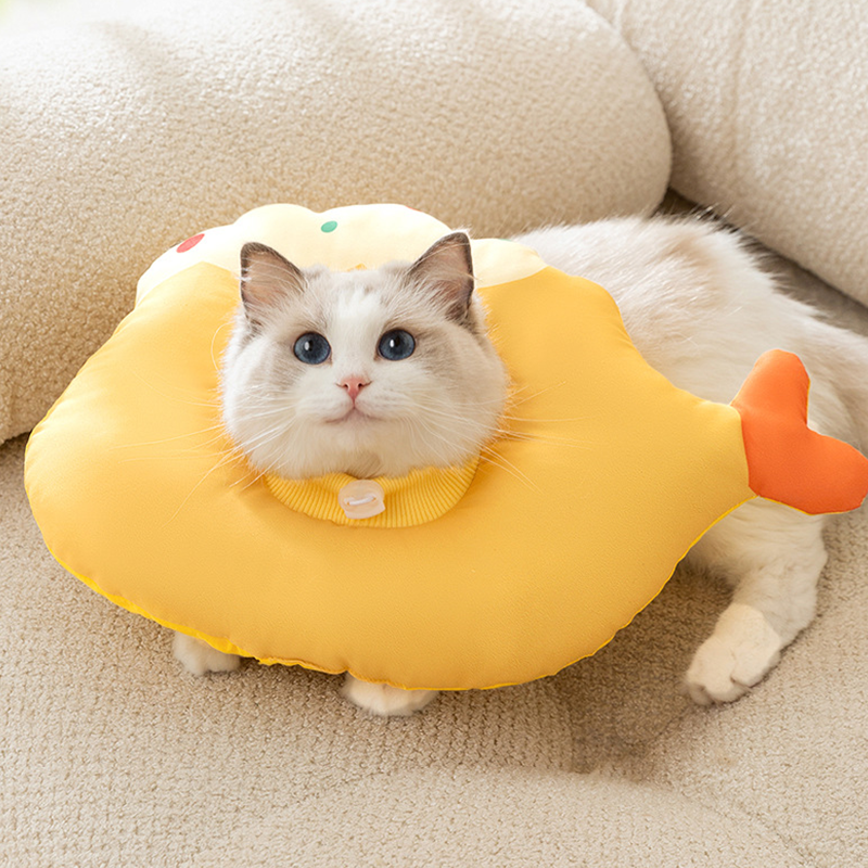 Cat Cone Soft Cat Recovery Collar, Cute Chip Shaped Cat Donut Lightweight - DeeplPet
