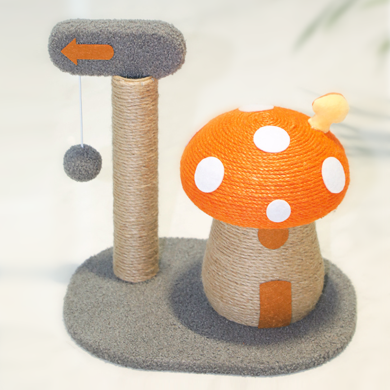 Mushroom Cat tree Cat Scratcher Post with Natural Sisal Rope
