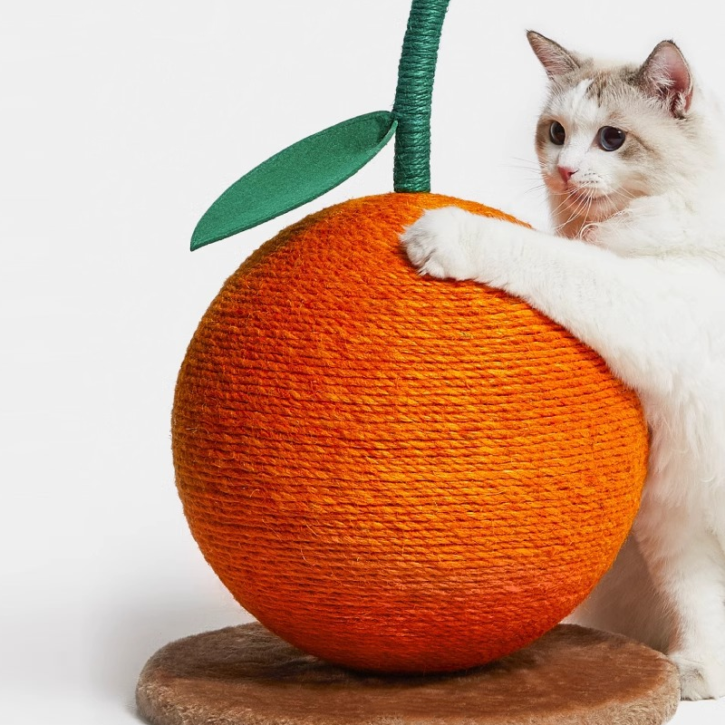 orange Cat scratch ball with Sisal Rope cherry Cat Toy - DeeplPet