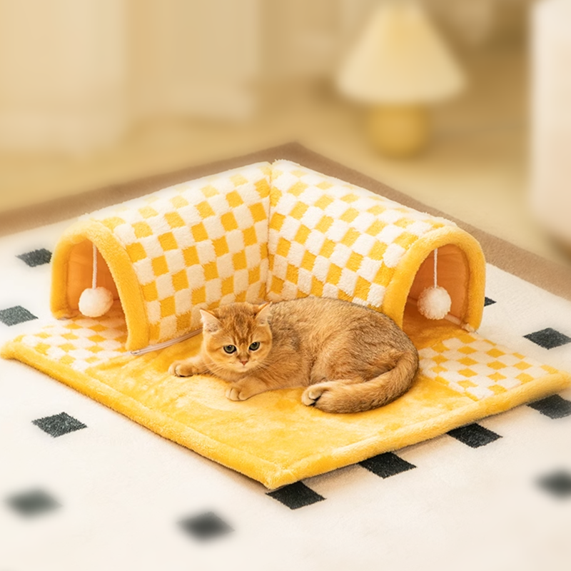 2-in-1 funny plush pet tunnel cat bed & dog bed  for Indoor Cats - DeeplPet