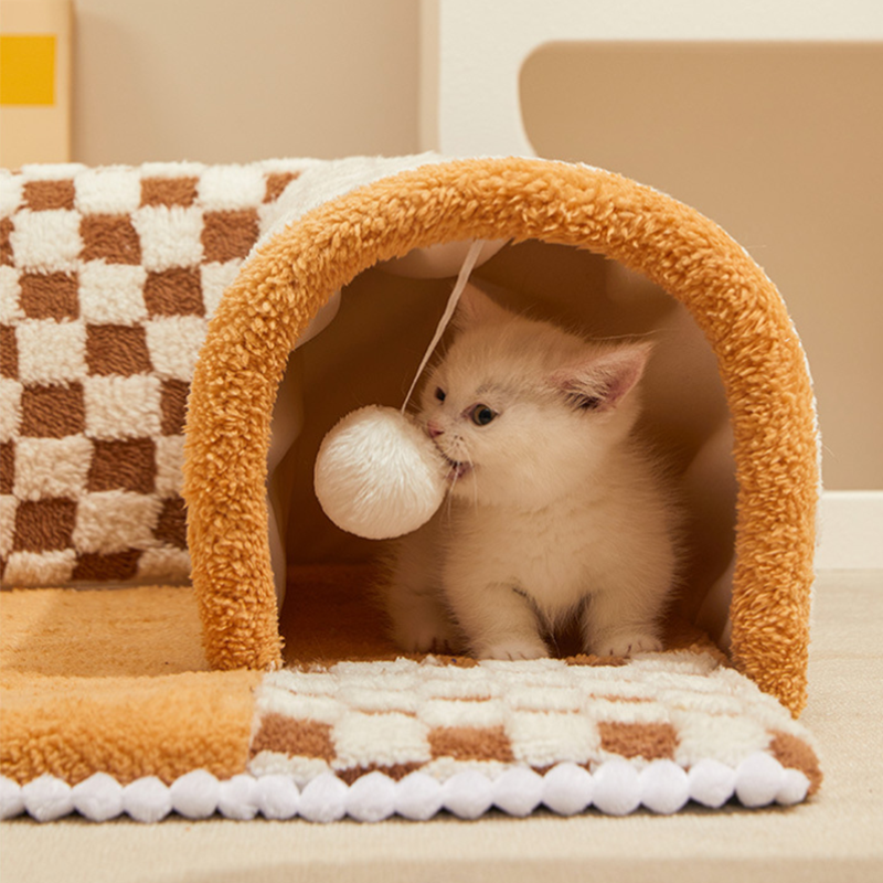 2-in-1 funny plush pet tunnel cat bed & dog bed  for Indoor Cats - DeeplPet