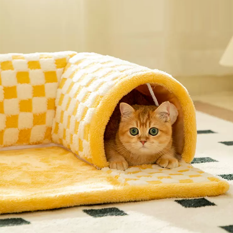 2-in-1 funny plush pet tunnel cat bed & dog bed  for Indoor Cats - DeeplPet