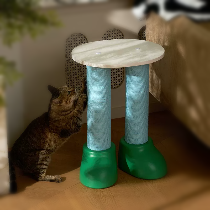 Boot-Shaped Cat Tree: Scratcher & Cave & Side Table