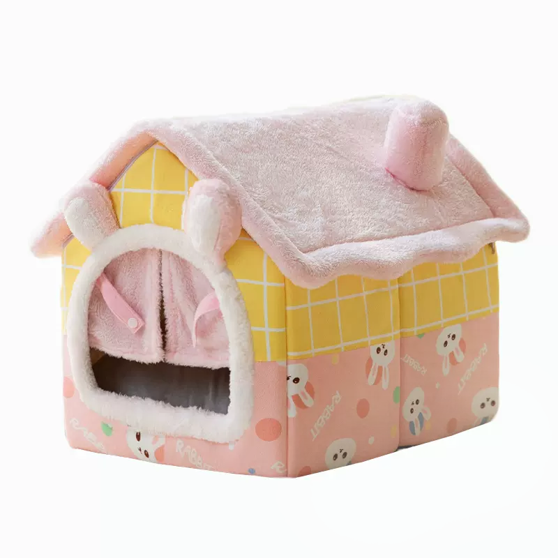 Cat Soft Pet Bed Tent Indoor Plush Sleeping Nest with Removable Cushion - DeeplPet