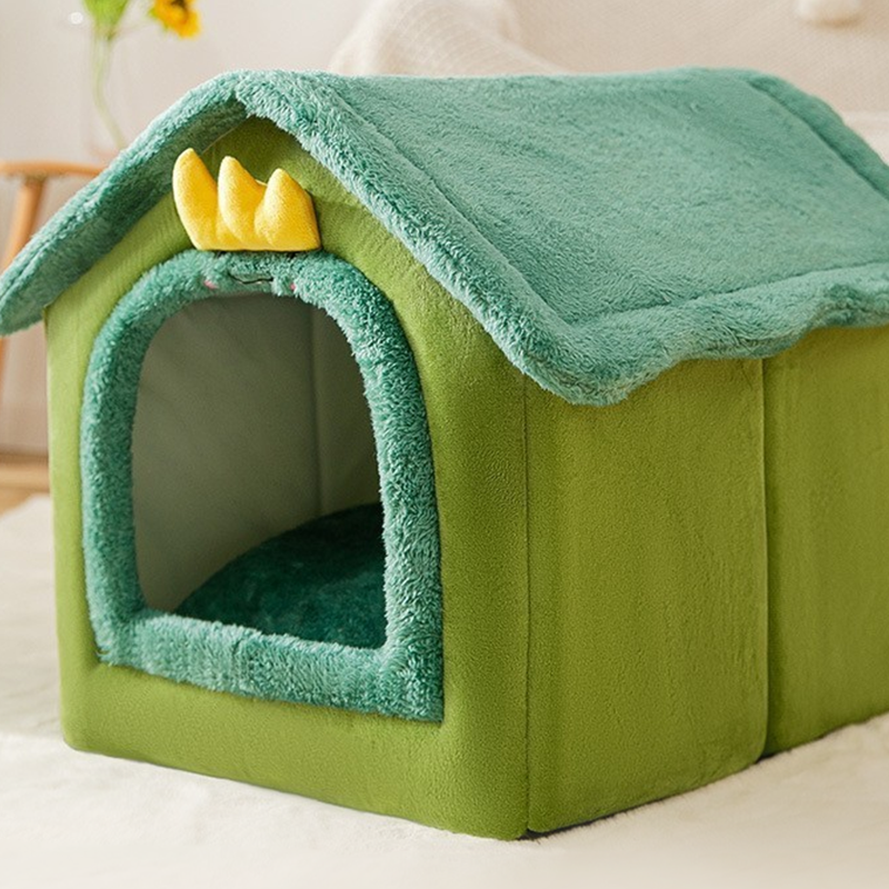 Cat Soft Pet Bed Tent Indoor Plush Sleeping Nest with Removable Cushion - DeeplPet
