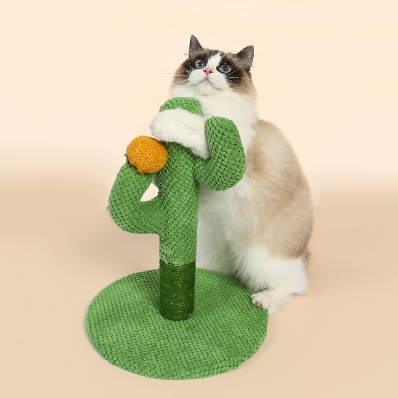 Cactus Green Cat Tree Cat Scratcher Cat Scratching Post Vertical Cat Activity Interactive Toy