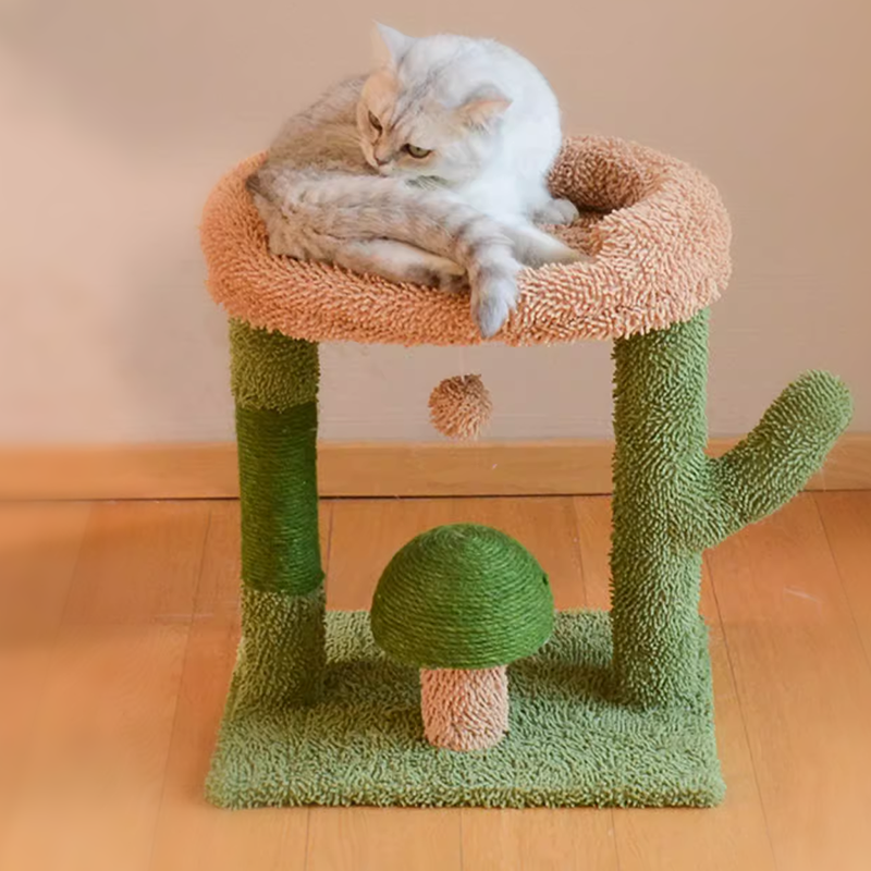 Cactus Cat Tower for Indoor Cats with Cat Condo