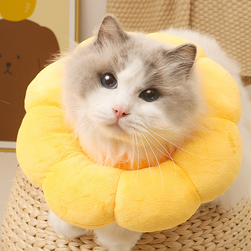Cat Pet Collar Cotton Neck Cute Shaped Feeding Anti Lick Bite Head Cover - DeeplPet