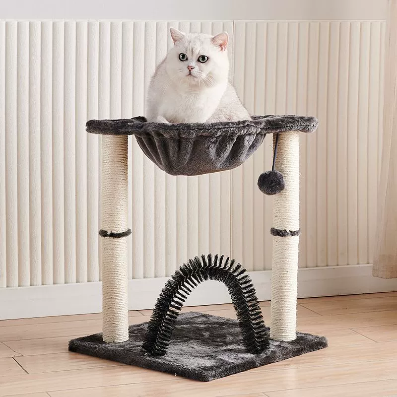 Cat Tower With Hammock, Sisal Scratching Posts, Soft Hanging, Basket Perch Hammock