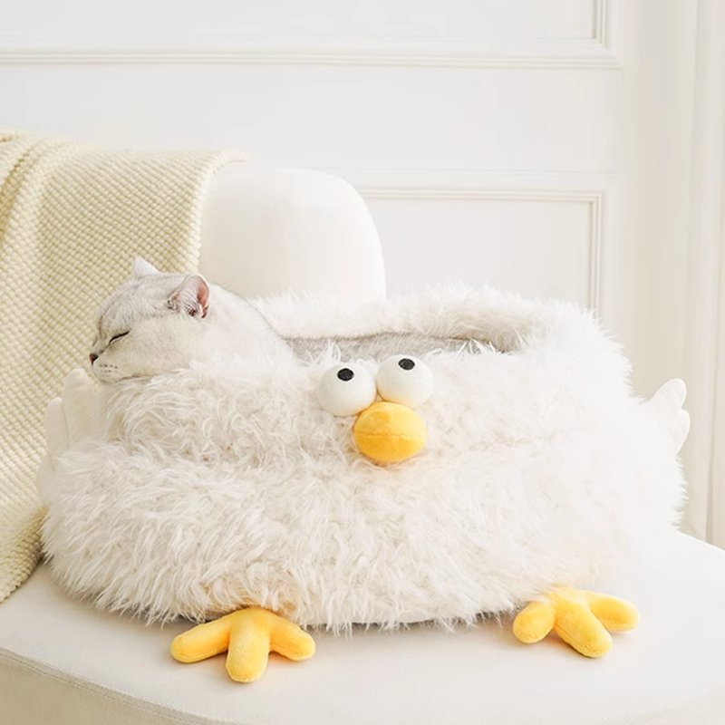 Cute Chick Warm Cat Bed, Pet Cat Sofa Bed House Mat Cushion Indoor Adorable fluffy