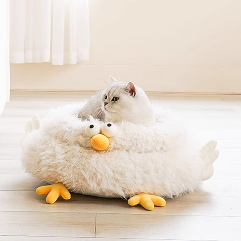 Cute Chick Warm Cat Bed, Pet Cat Sofa Bed House Mat Cushion Indoor Adorable fluffy