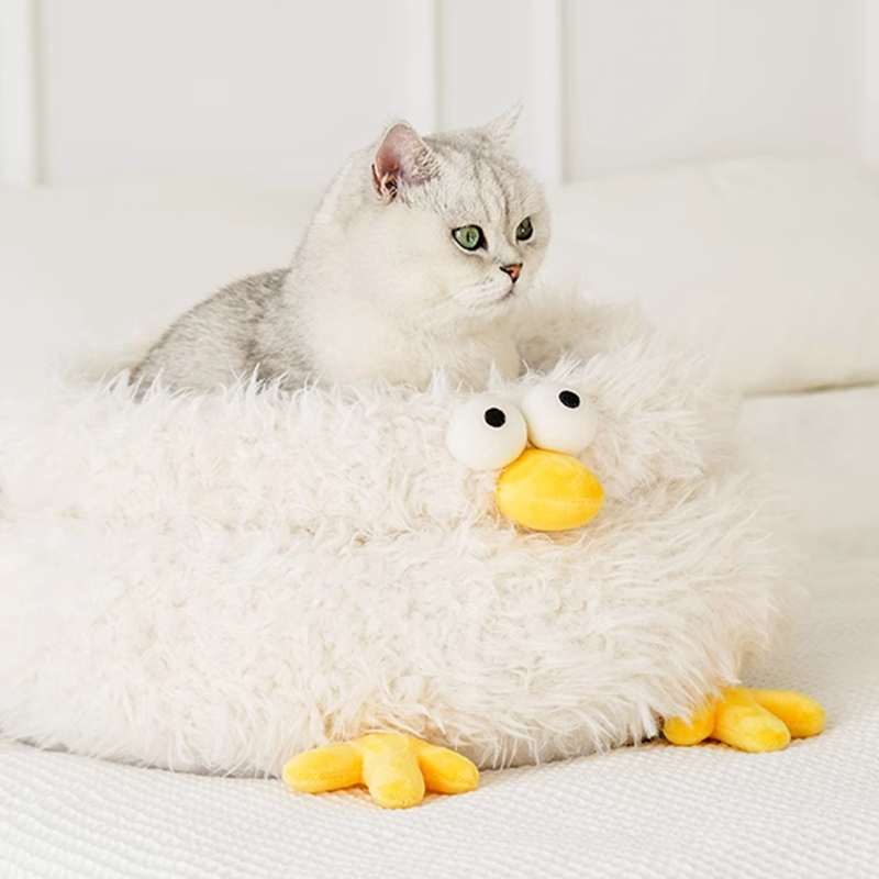 Cute Chick Warm Cat Bed, Pet Cat Sofa Bed House Mat Cushion Indoor Adorable fluffy