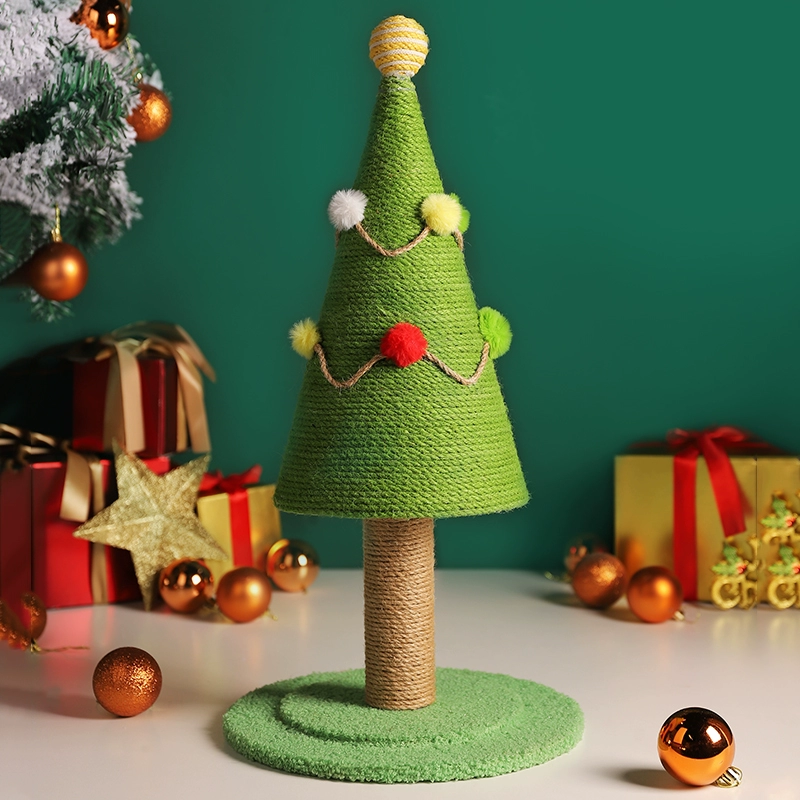 Christmas Tree Cat Tree Natural Sisal with Hemp Rope Covered Cat Post Wear