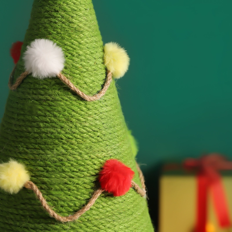 Christmas Tree Cat Tree Natural Sisal with Hemp Rope Covered Cat Post Wear