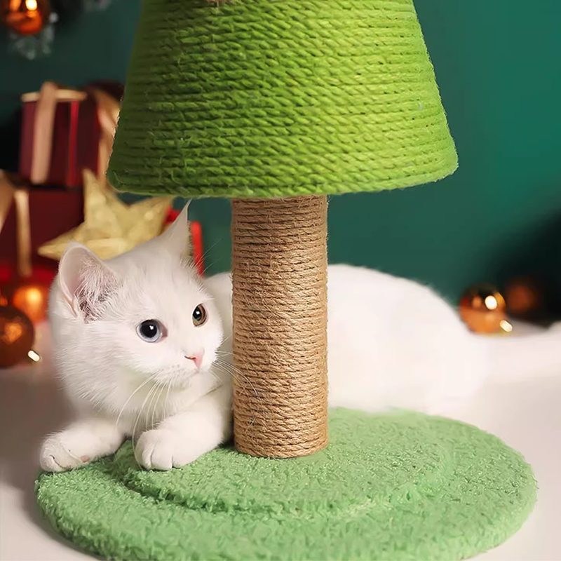 Christmas Tree Cat Tree Natural Sisal with Hemp Rope Covered Cat Post Wear