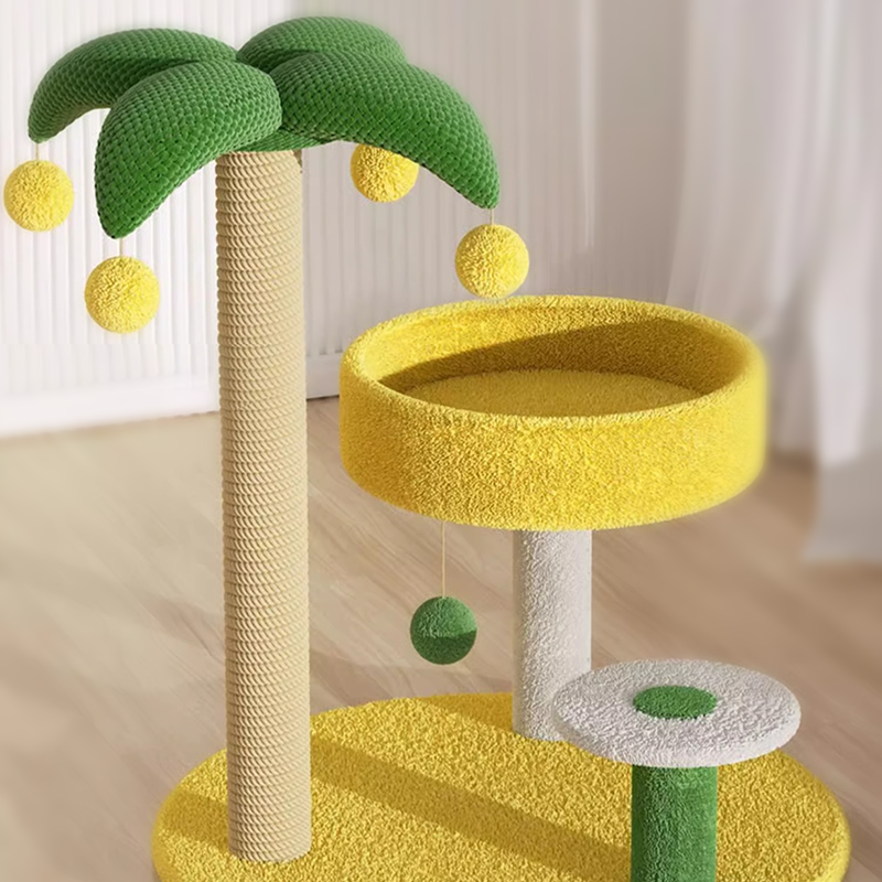 Coconut Palm Cat Tree Cat Tower for Indoor Cats Sisal Covered Scratching Post - DeeplPet