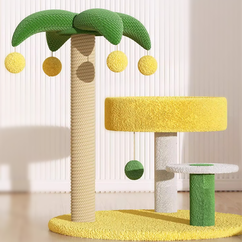 Coconut Palm Cat Tree Cat Tower for Indoor Cats Sisal Covered Scratching Post - DeeplPet