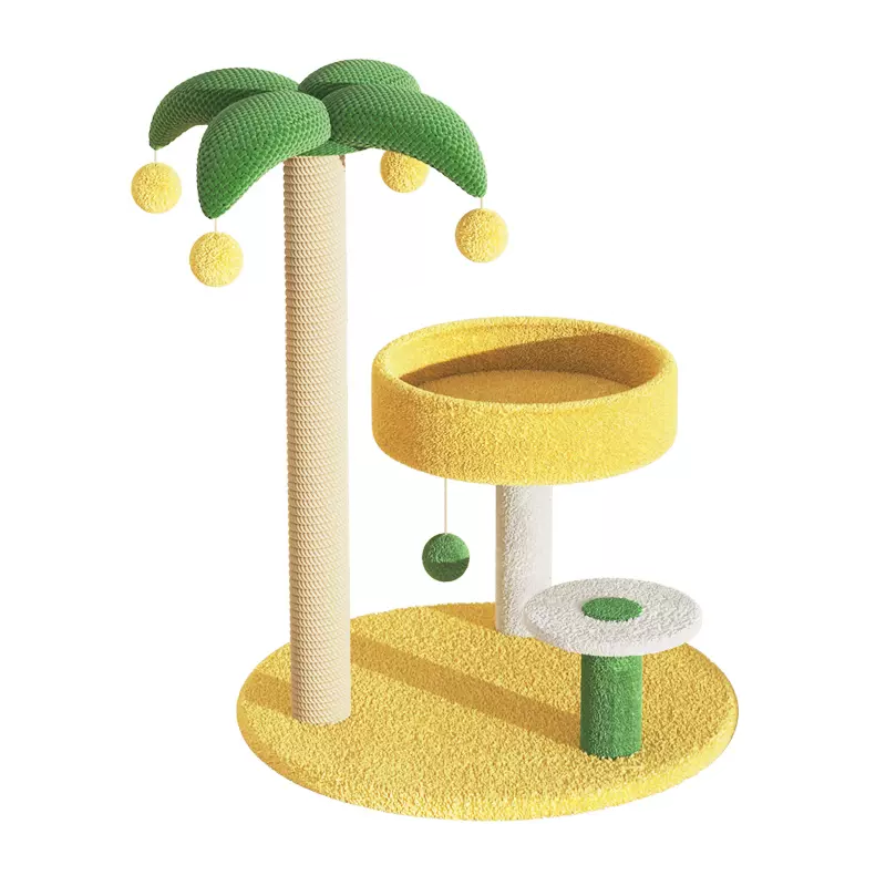 Coconut Palm Cat Tree Cat Tower for Indoor Cats Sisal Covered Scratching Post - DeeplPet