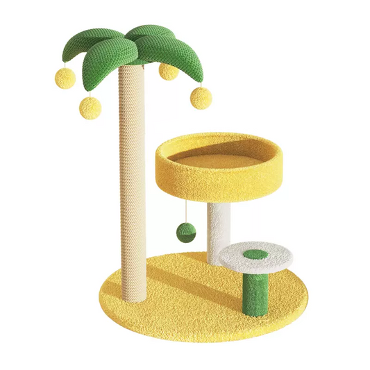 Coconut Palm Cat Tree Cat Tower for Indoor Cats Sisal Covered Scratching Post - DeeplPet