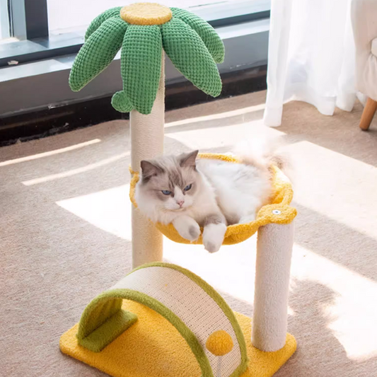 Coconut Tree Cat Tree Cat Tower, Cat Climbing Frame with Totally Wrapped Sisal Posts