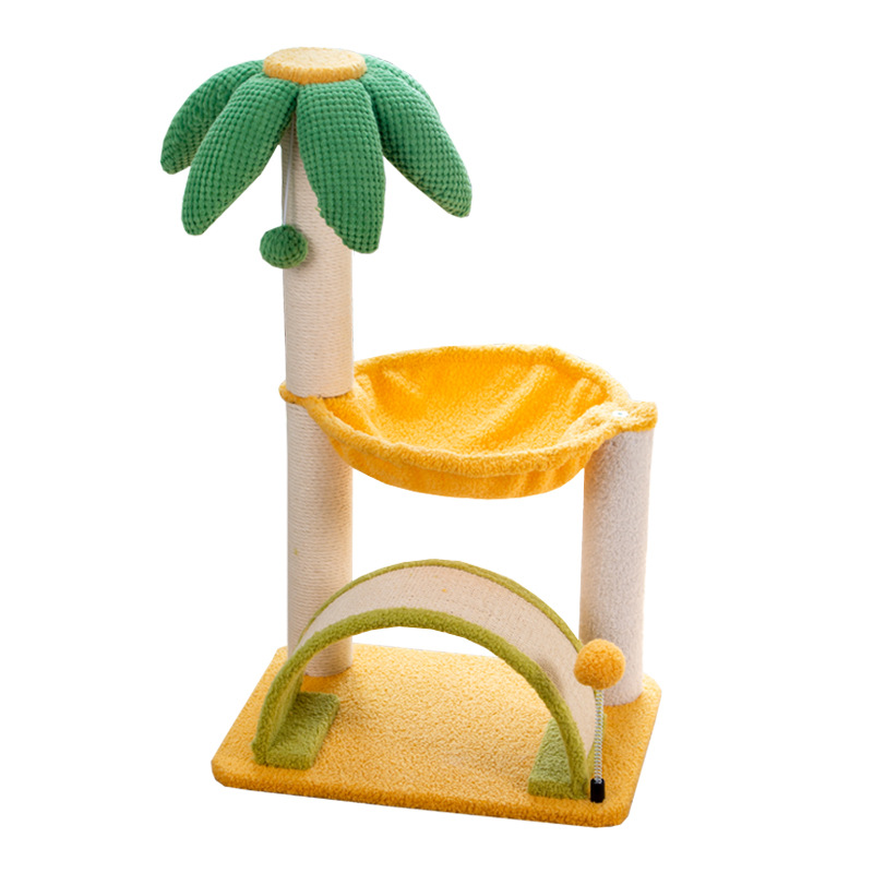 Coconut Tree Cat Tree Cat Tower, Cat Climbing Frame with Totally Wrapped Sisal Posts