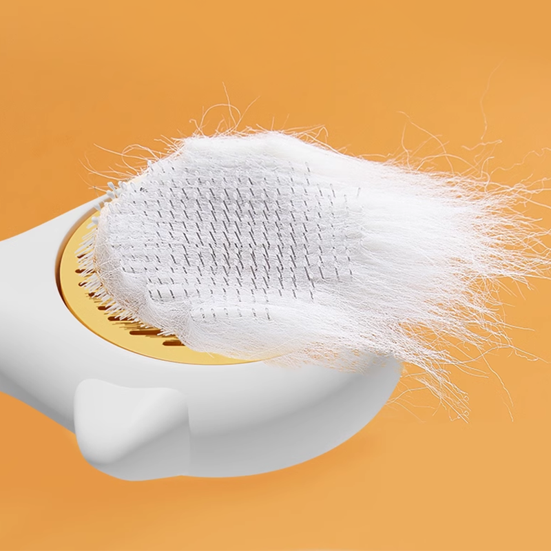 Cat Slicker Comb, Pet Hair Grooming Brush with Release Button