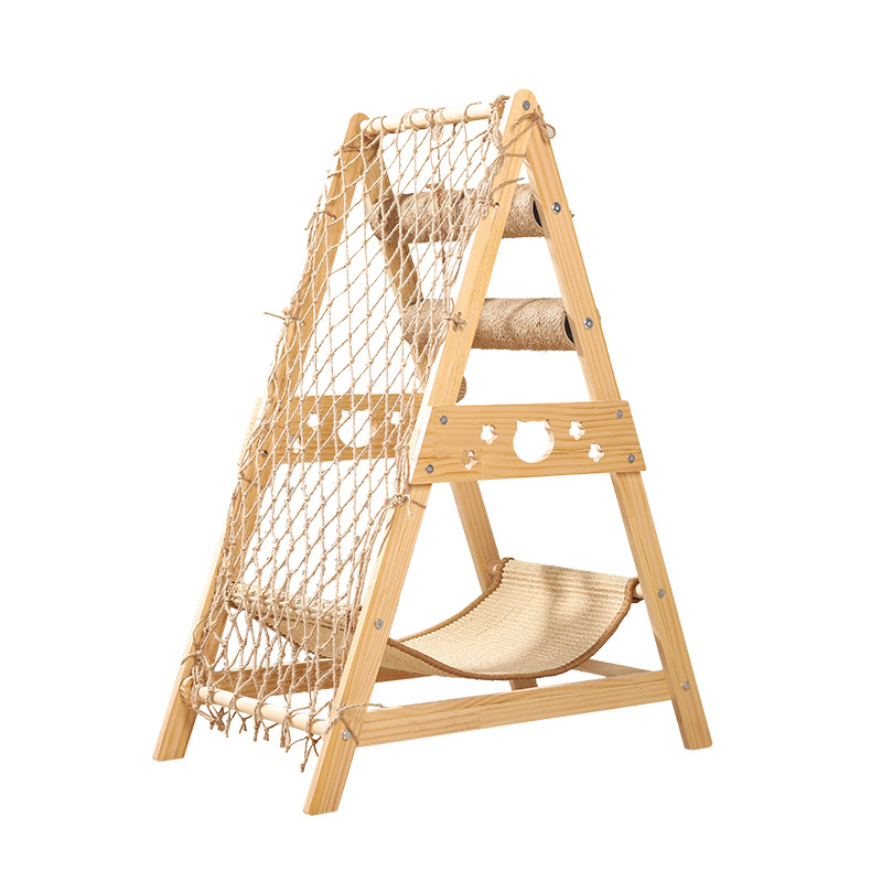 New Large Size Pet Climbing Net Cat Tree Frame Wooden Cat Nest Cat Tree - DeeplPet