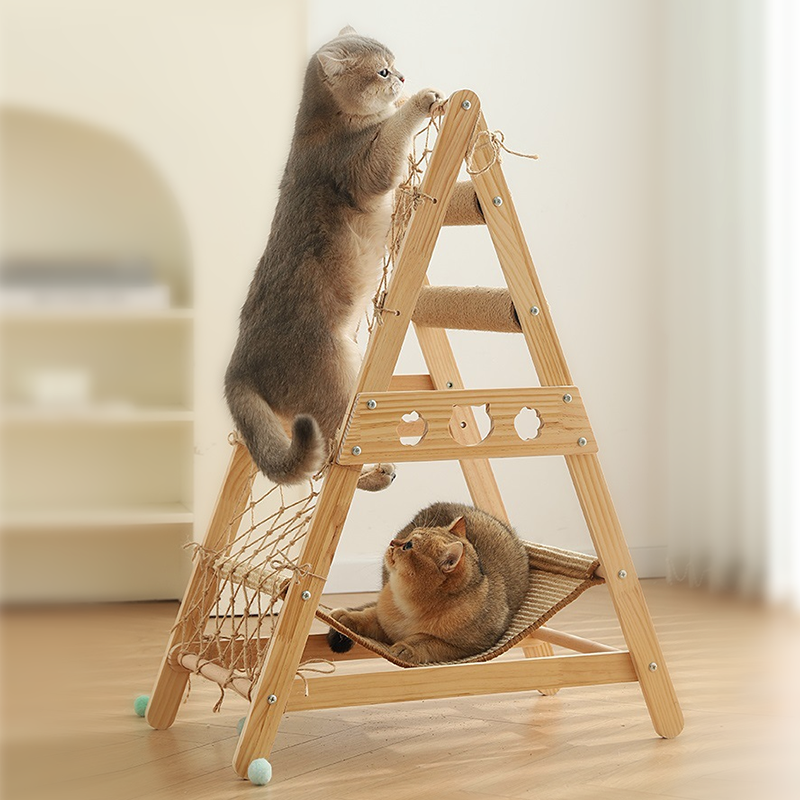 New Large Size Pet Climbing Net Cat Tree Frame Wooden Cat Nest Cat Tree