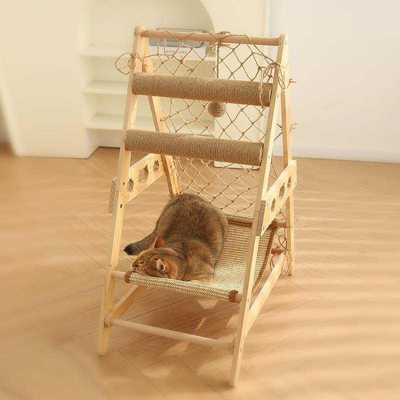 New Large Size Pet Climbing Net Cat Tree Frame Wooden Cat Nest Cat Tree