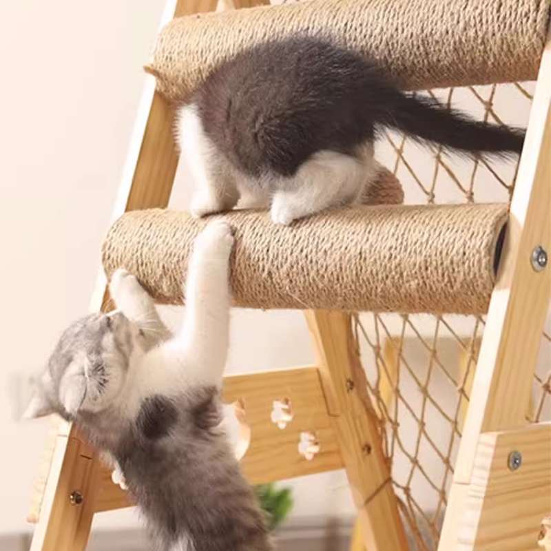New Large Size Pet Climbing Net Cat Tree Frame Wooden Cat Nest Cat Tree