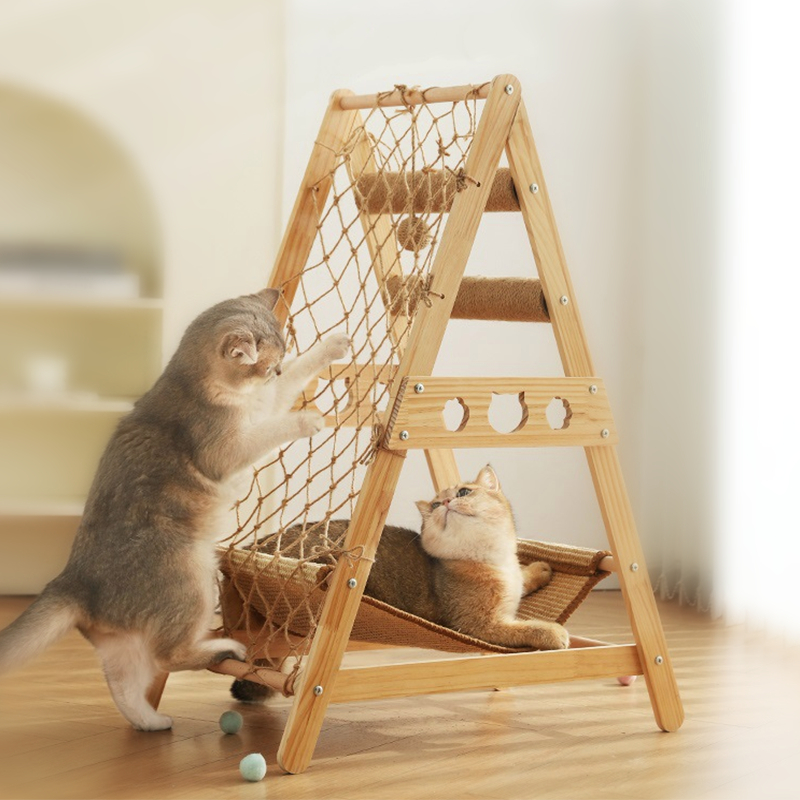 New Large Size Pet Climbing Net Cat Tree Frame Wooden Cat Nest Cat Tree