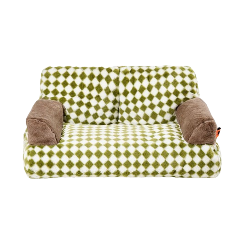 New Large Retro Diamond Grid Cat Bed Fluffy Couch Sofa - DeeplPet