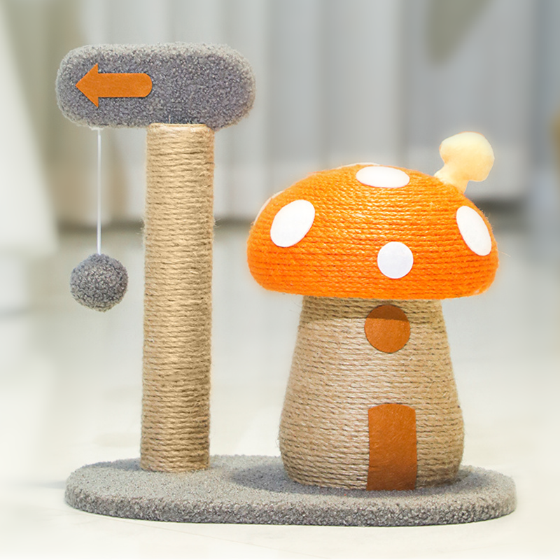 Mushroom Cat tree Cat Scratcher Post with Natural Sisal Rope