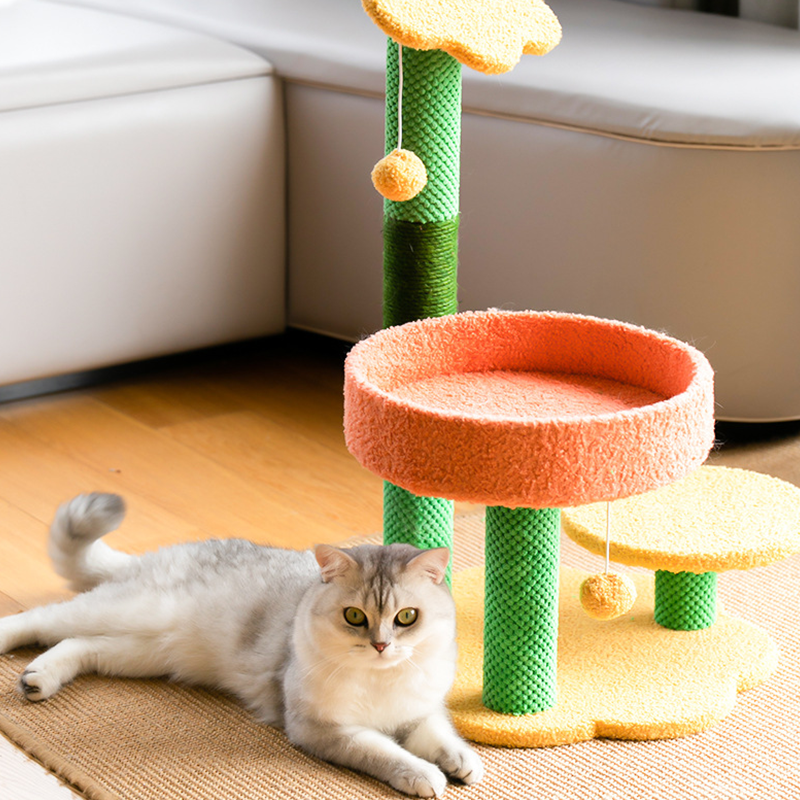 Sunflower cat tree,Cat Claw Scratcher with Platform, Natural Sisal Cat Tree
