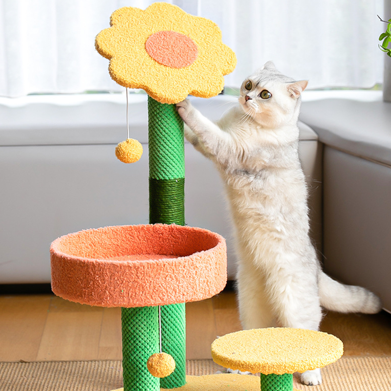 Sunflower cat tree,Cat Claw Scratcher with Platform, Natural Sisal Cat Tree