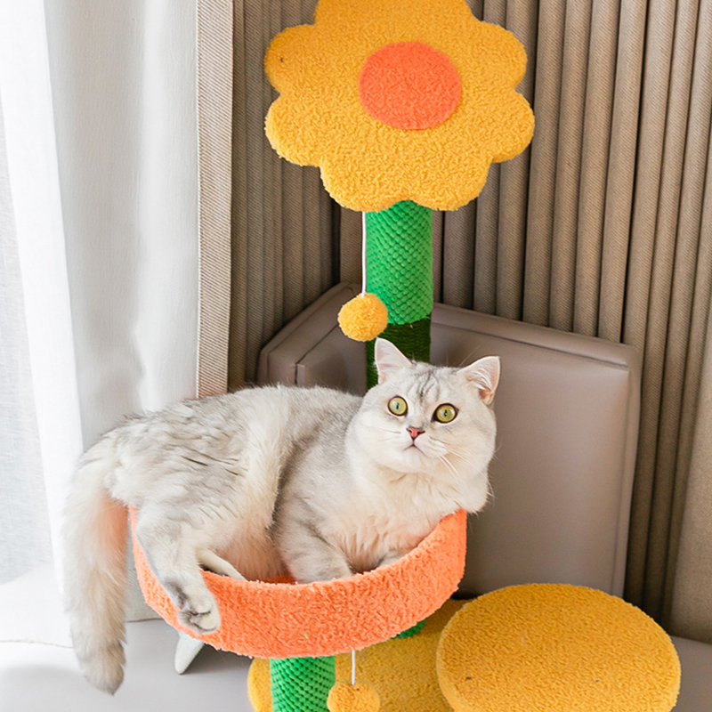 Sunflower cat tree,Cat Claw Scratcher with Platform, Natural Sisal Cat Tree