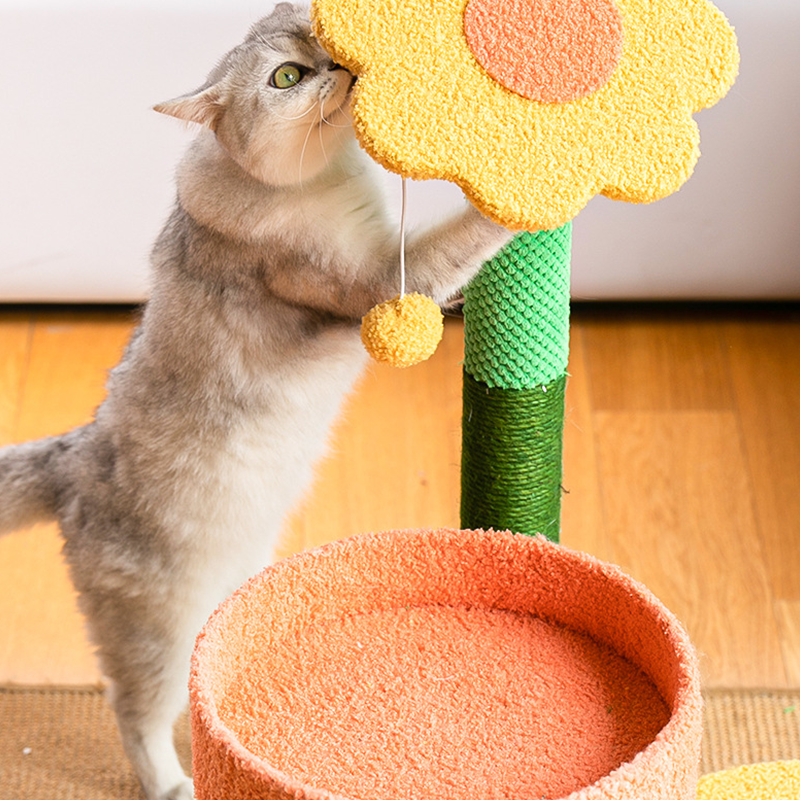 Sunflower cat tree,Cat Claw Scratcher with Platform, Natural Sisal Cat Tree