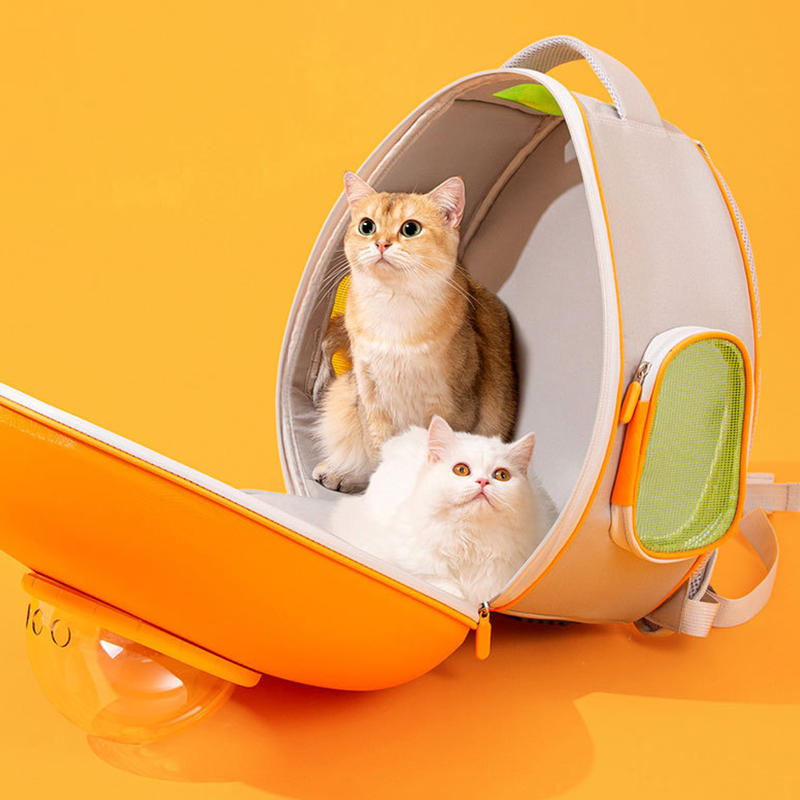 Carrot Cat Carrier Capsule Pet Travel Bag Transparent Window - DeeplPet