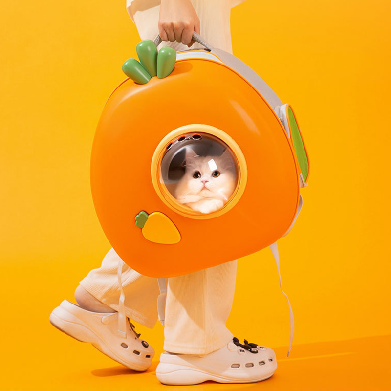 Carrot Cat Carrier Capsule Pet Travel Bag Transparent Window - DeeplPet