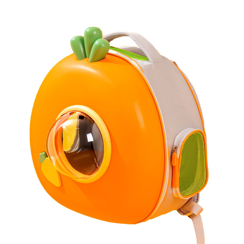 Carrot Cat Carrier Capsule Pet Travel Bag Transparent Window - DeeplPet