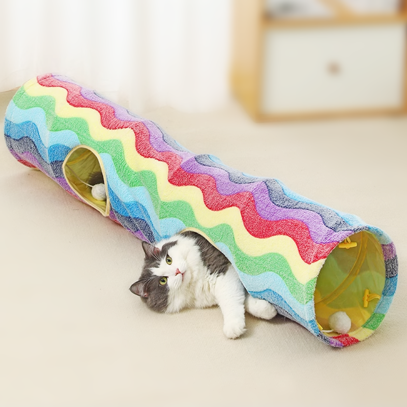 Elves in the Cat Tunnel cat toy Rainbow Cat Tunnel Bed - DeeplPet