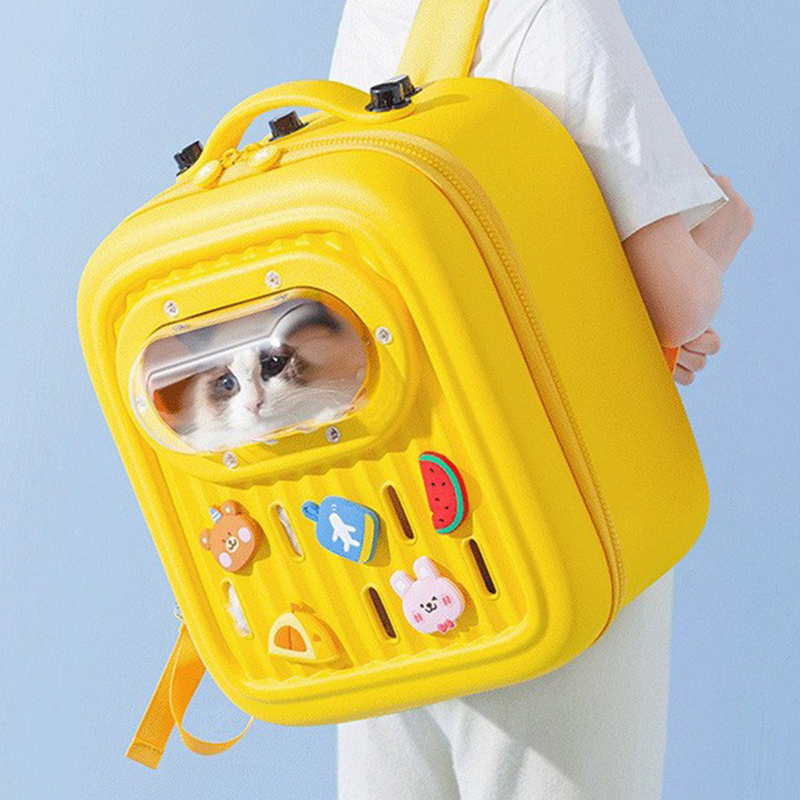 Cartoon Cat Carrier Backpack Large Yellow Pet Bag - DeeplPet