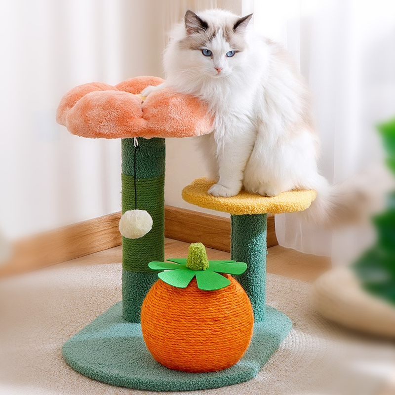 Flower Cat Tree Cats Tower Platforms with Scratching Post Pole - DeeplPet