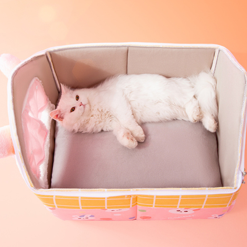 Cat Soft Pet Bed Tent Indoor Plush Sleeping Nest with Removable Cushion - DeeplPet